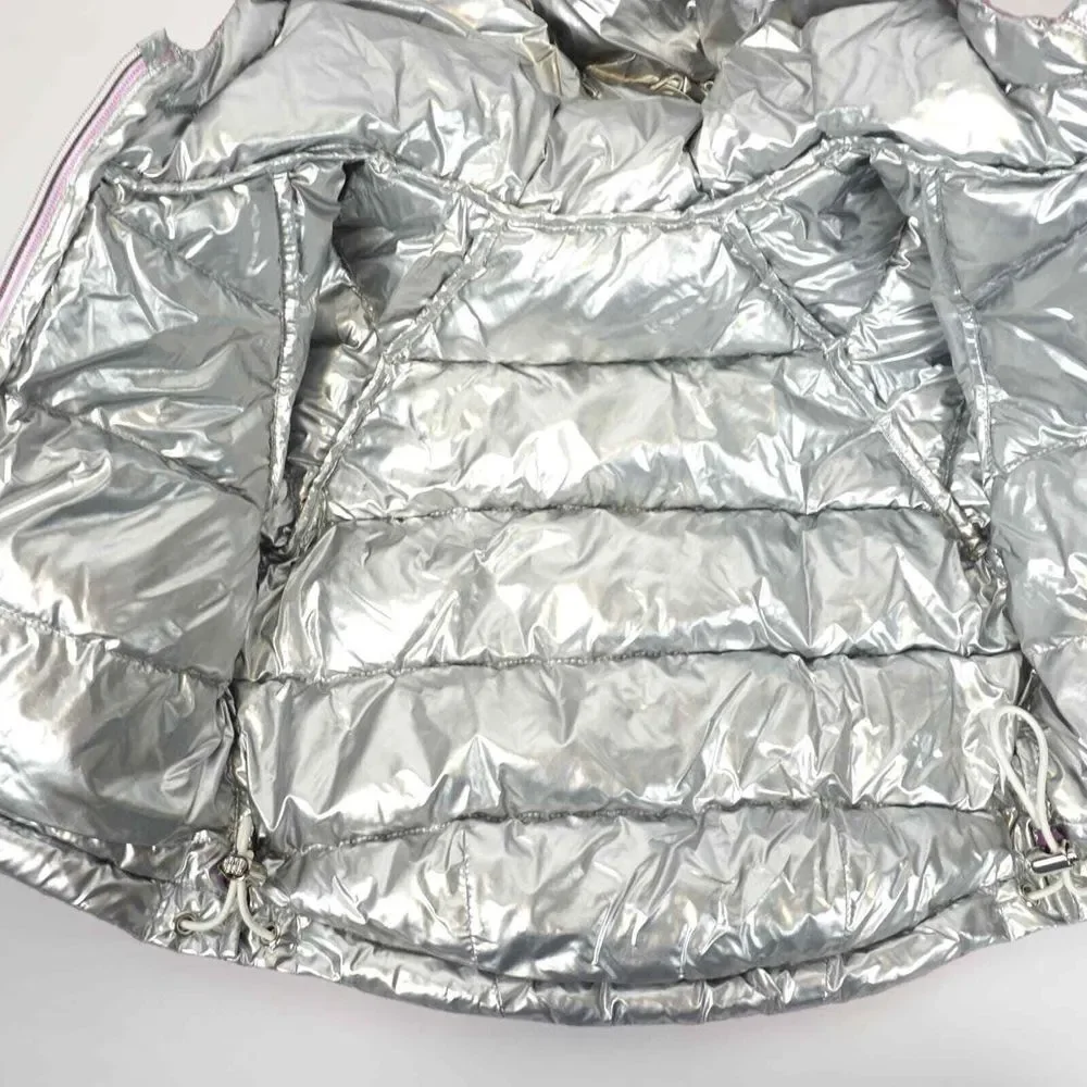 Mayoral Warm‎ Insulated Hooded Puffer Jacket Purple Metallic Silver Baby Sz 6m